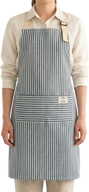 유니드언 길이조절 스트라이프 방수 앞치마, 1개, 더스티 블루