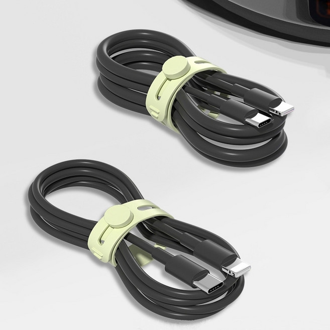 휴무드 전선정리 실리콘 케이블타이, 그린, 10개