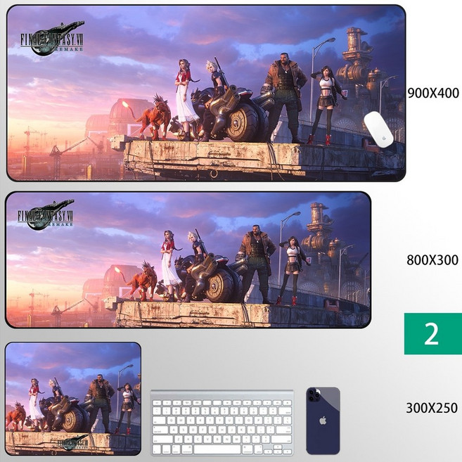 파이널판타지7 마우스패드 장패드 클라우드 피파 에어리스 27종, 3mm, 800X300mm, B, 1개