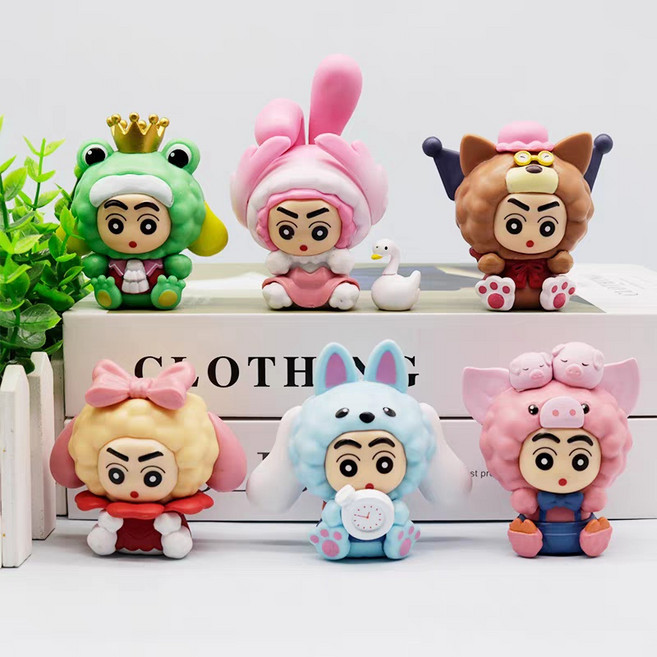 6종 동화속의 짱구 피규어 세트 인테리어 소품, 1세트