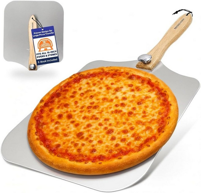 피자 필 16인치 - 야외 오븐용 접이식 나무 손잡이가 있는 초대형 금속 패들 13인치x16 홈메이드 피자용 대형 알루미늄 주걱 간편한 보관을 위한 삽, 1_Pizza Peel 13"x16"
