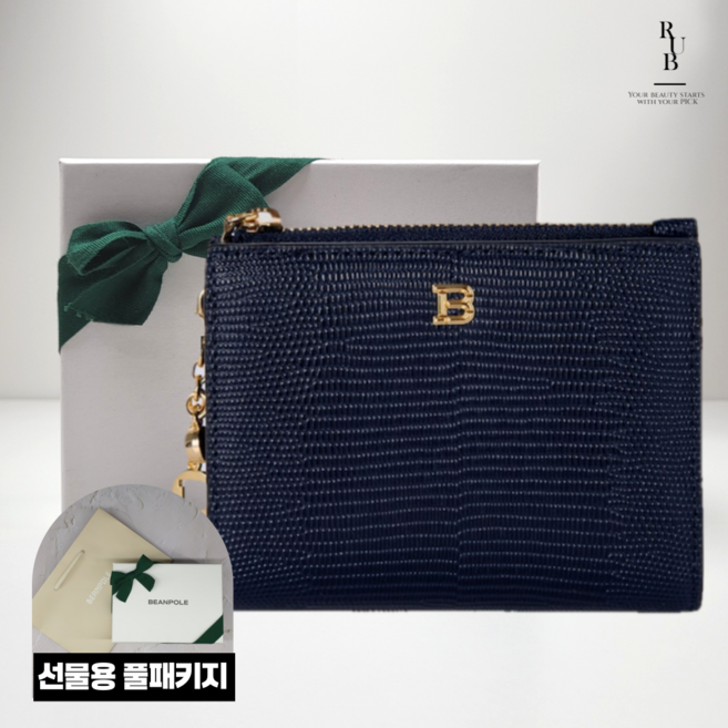 빈폴 참장식 반지갑 네이비 (Smar T) 선물용 풀패키지