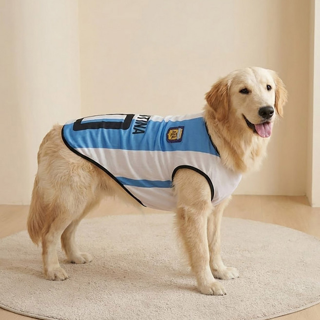 쪼꼬마미 강아지 국가대표 축구복 농구복 유니폼 대형견 옷 빅사이즈 6XL 여름 쿨조끼 메쉬 민소매 애견의류 골든리트리버 시밀러룩 커플룩 6종, 1개, 아르헨티나