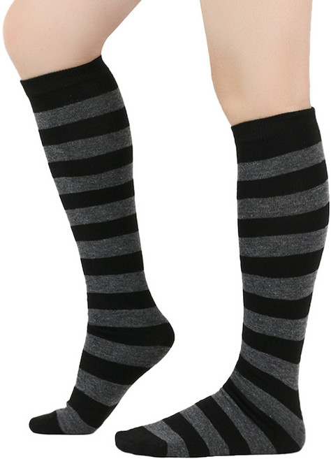 해피유 니삭스 스트라이프 롱 긴목 양말