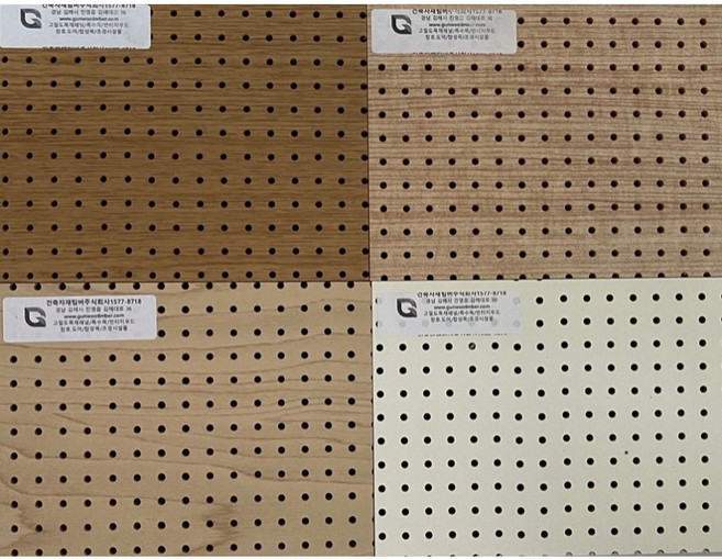 [건축자재팀버주식회사]방염흡음판/방염목재 단타공(원형) 1605 (16mm)/방염패널/방염흡음목재/상품상세설명참고m2단가, 1200*2400*9T, 1개, 오크