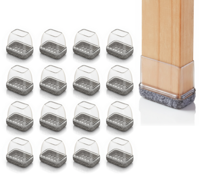 헤인느 층간 소음 미끄럼 방지 식탁 의자 발커버 세트, 16개, 그레이