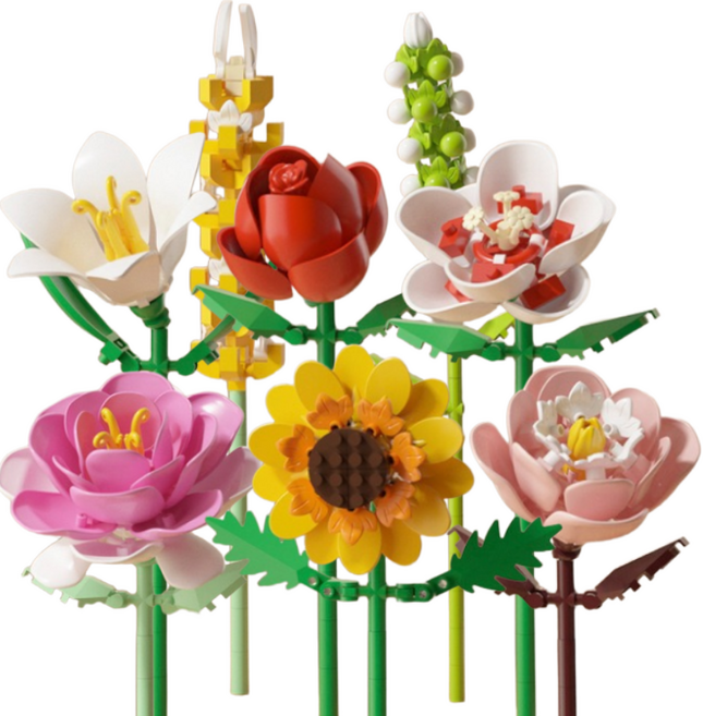 [나노킹-감성블럭] 플라워 꾸미기 호환블럭 DN075, 8개