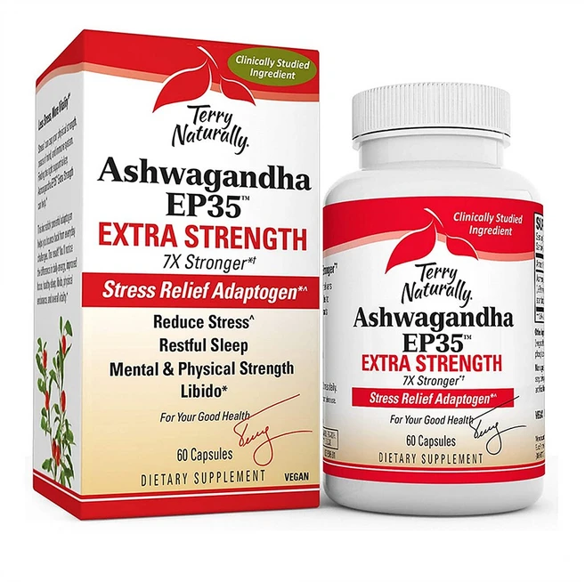 Terry Naturally 테리 내추럴리 아슈와간다 Ashwagandha EP35 60캡슐 2팩, 2개, 60정 - 쿠팡