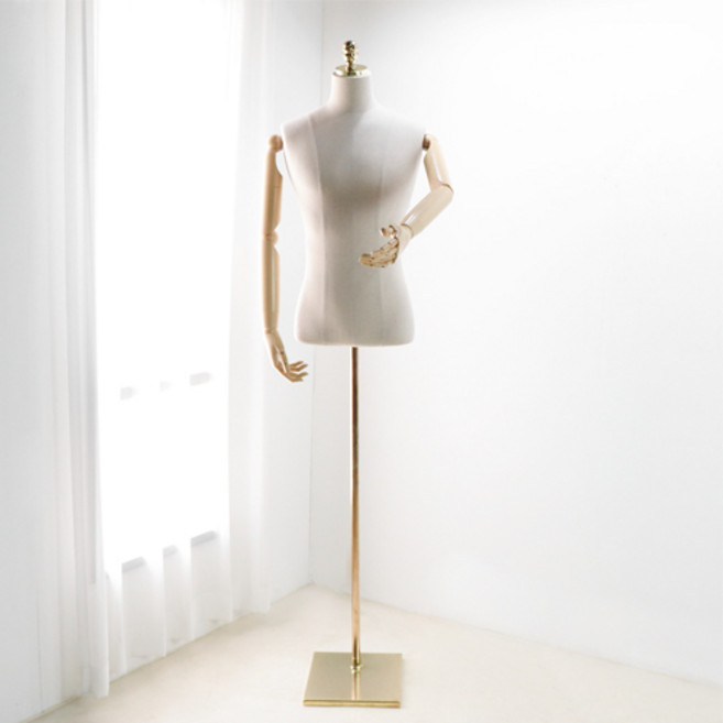 지엔디스플레이 백화점 매장용 고급 남자마네킹 남성 우레탄피노키오 맨즈 상반신마네킨 가봉바디 마네킹, 기본 마네킹 블랙 (나무색 팔 추가)