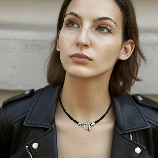 [써지컬 스틸] 미국 아마존 4년 연속 스테디셀러 르포렘 가죽 목걸이 남녀공용 유니크 무펜던트 토글 미니멀 데일리 커플 초커 사계절 레이어드 포인트 by Leporem