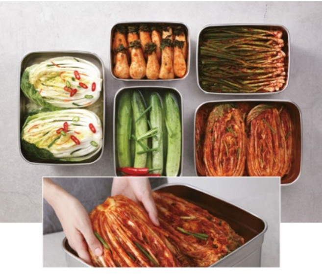 올스텐 국산 압축 김치통 썰기 짱아치 장아찌 오이지담그는 누름돌 누름판 동치미통 절임용기, 4호, 1개