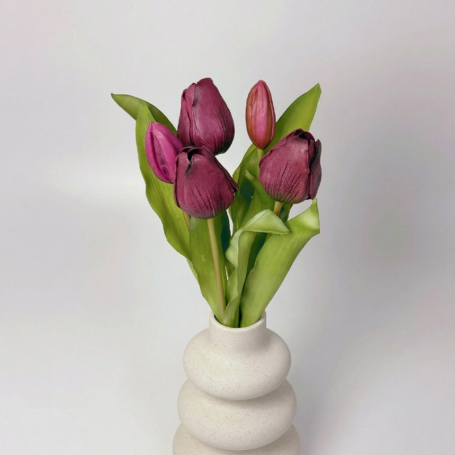 생화같은 튤립 조화 5송이 감성 인테리어 망고튤립조화, 진보라