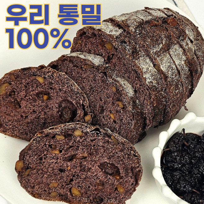 향연지 100프로 우리밀 국산오디 건포도호두 깜빠뉴 통밀가루가 아닌 통밀원곡그대로 통밀빵, 2개, 210g