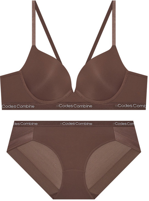 코데즈컴바인이너웨어 서포트 노와이어브라 햄팬티세트_브라운