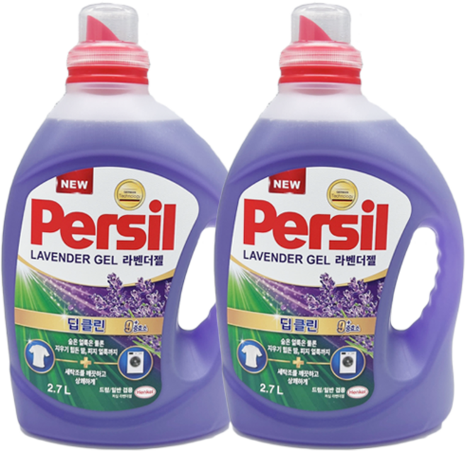 퍼실 딥클린 라벤더젤 플러스 액상세제 라벤더코튼향 본품, 2.7L, 1개입, 2개