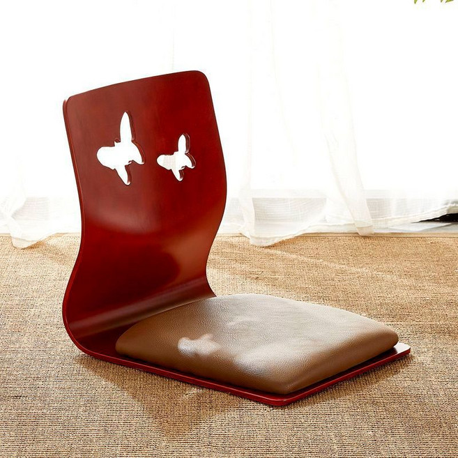 和室椅 懶人椅 靠背椅 飄窗椅 床上座椅, 1個, 蝴蝶櫻桃紅皮墊