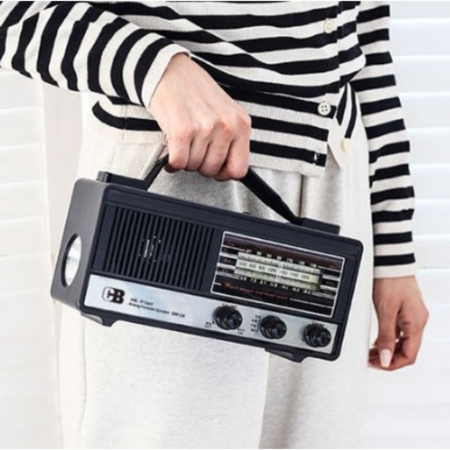 COBY 레트로 아날로그 라디오 FM/AM SW단파라디오 USB/SD카드 AUX 간편이동 손전등-랜턴기능-충전식-대용량 배터리-고감도 안테나-C1