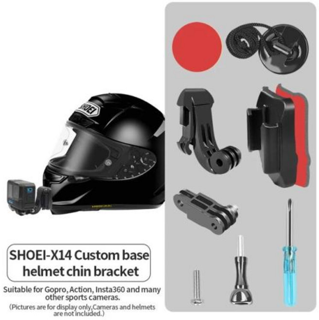 프리미엄 맞춤형 오토바이 헬멧 알루미늄 턱 액션 카메라 마운트 Shoei Agv Arai Go Pro 헬멧용 고프로 액세서리, For GSB361, 1) For Shoei X14, 1개
