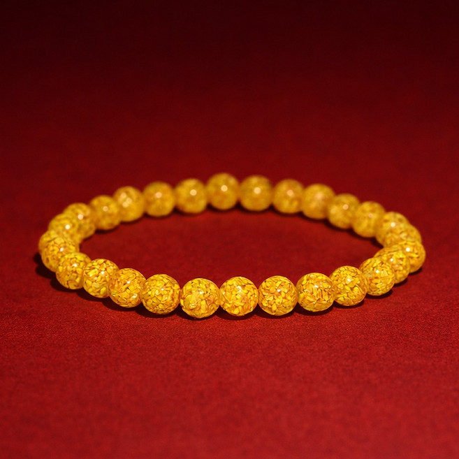 웅황주사 팔찌 재물운 상승 황금빛 천연 원석팔찌 액운차단 기운팔찌 6mm