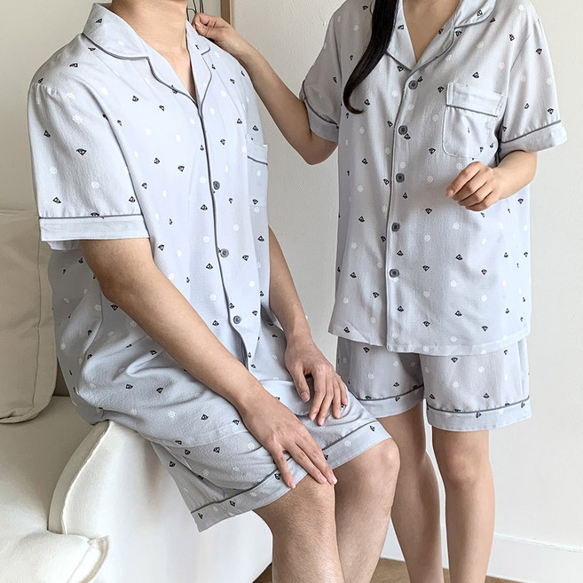 마리끄 남성 여성 오션 반팔 파자마 잠옷