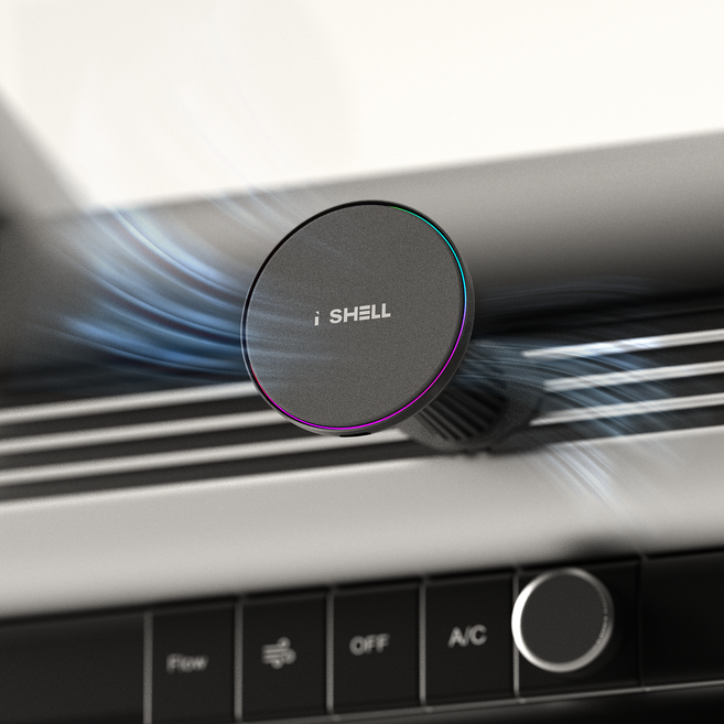 아이쉘 QI2.2 퀀텀에어 25W 맥세이프 쿨링 냉각 차량용 초고속 무선충전기 거치대, QUANTUMAIR-A30, 블랙