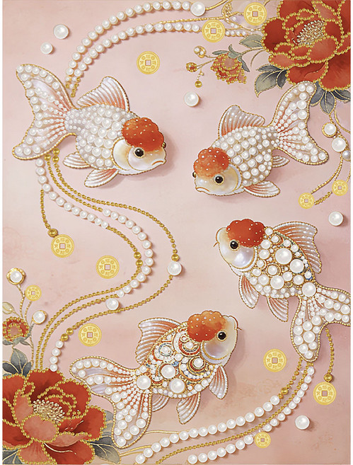 뉴타임즈 보석 자수 진주 캔버스 프레임워크 30X40cm DIY 다이아몬드 페인팅 수공예 애호가 예술품 특별한 선물 예술품 의 압축 을 풀다, 1개, D8274-Y 작은 물고기