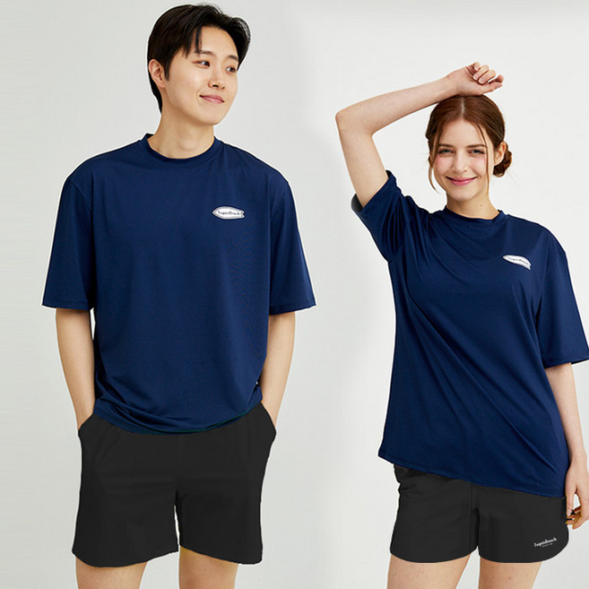 슈가비치 남여 공용 래쉬가드+보드숏 반팔 상하세트 BH24-12F 비치웨어 수영복