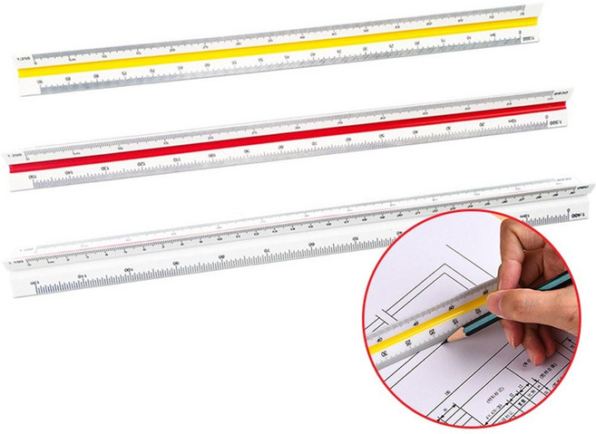 저배율 제도 도면 삼각 스케일 자 GD-10736 san+788LV, 15cm