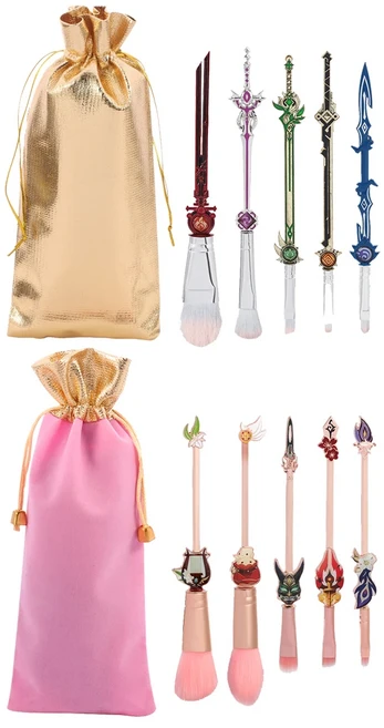 10 개/대 Genshin Impact 메이크업 브러쉬 도구 파우더 아이 섀도우 브로우 페이셜 마스크 립 파운데이션, 01 makeup brush 10pcs, 01 빠른  Mainland