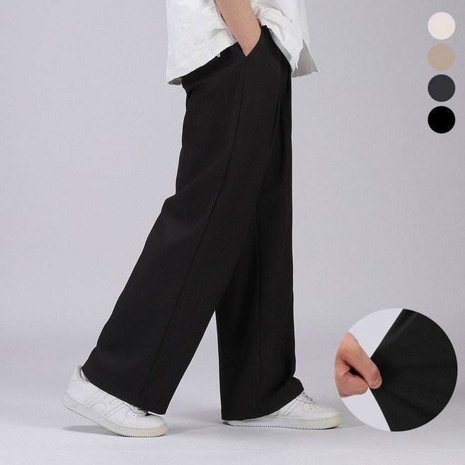 백화점 출고 기장 허리 밴딩 스트링 스판 와이드 슬랙스 팬츠 HNCP0115
