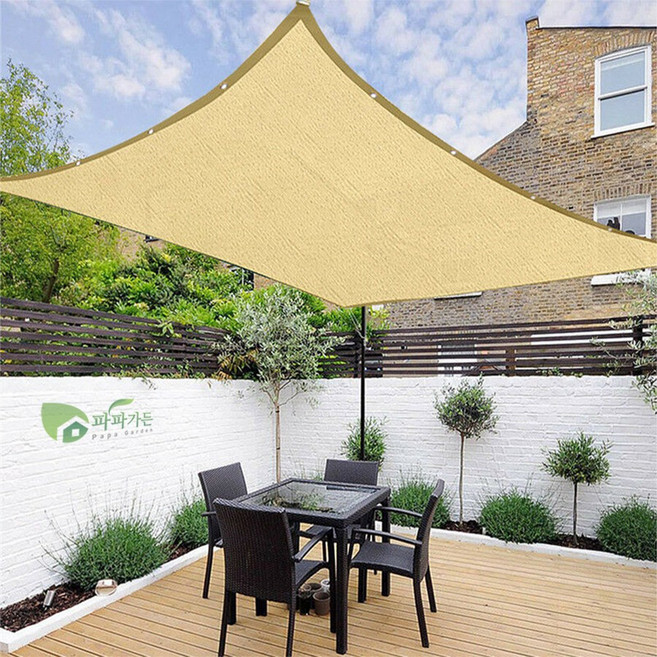 파파가든 사각 그늘막 쉐이드(베이지) 천막 차광막 테라스 카페 4면 차광막, 4x6