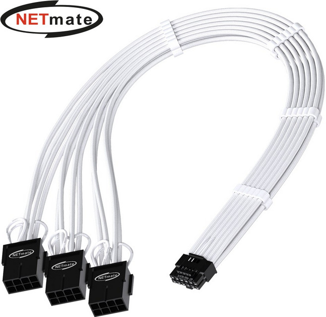 강원전자 NM-DPR186 12VHPWR to PCI-E 8핀x3 변환 슬리빙 케이블 0.3m (화이트), 1개