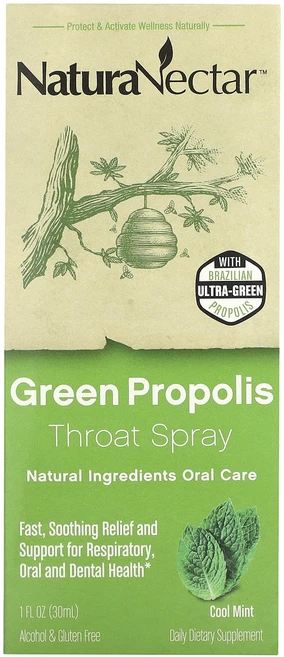 NaturaNectar 그린 프로폴리스 인후 스프레이 만 2세 이상 쿨 민트 5mg 30ml(1fl oz), NaturaNectar그린프로폴리스인후스프레이만2세이상, 1개, 30ml - 쿠팡