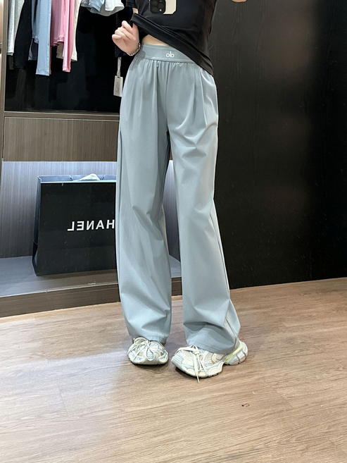 ALO알로 프린트 허리 밴딩 우븐 와이드 팬츠 헬스 요가 스포츠 캐주얼 일자 팬츠 입체 프린트