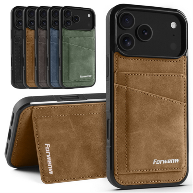 아이폰17 17에어 17프로 17프로맥스 17e 모던 가죽 거치대 카드수납 포켓 핸드폰 케이스