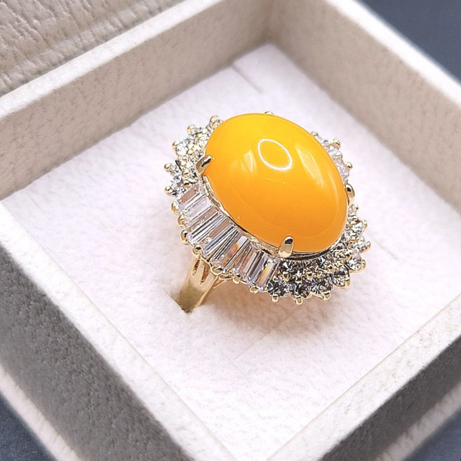 호박 반지 우와한 혼주 한복 코디 여성 엠버 주얼리