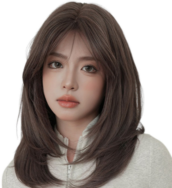 가발위드 여성 가발 미디움 C컬 긴머리 자연스러운 통가발 카밀, 1개, 해시브라운