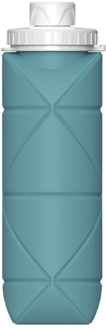 따시 실리콘 접이식 물통 야외활동 스포츠 여행용 텀블러, 1개, 600ml, 청록색