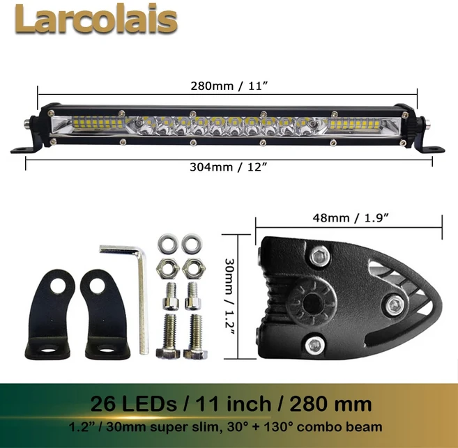 슈퍼 슬림 LED 바 라이트 자동차 트랙터 보트 오프로드 4WD 4x4 SUV ATV 12V 호박색 작업등 11 인치, 06 1 Row 11 Inch White, 01 China Mainland