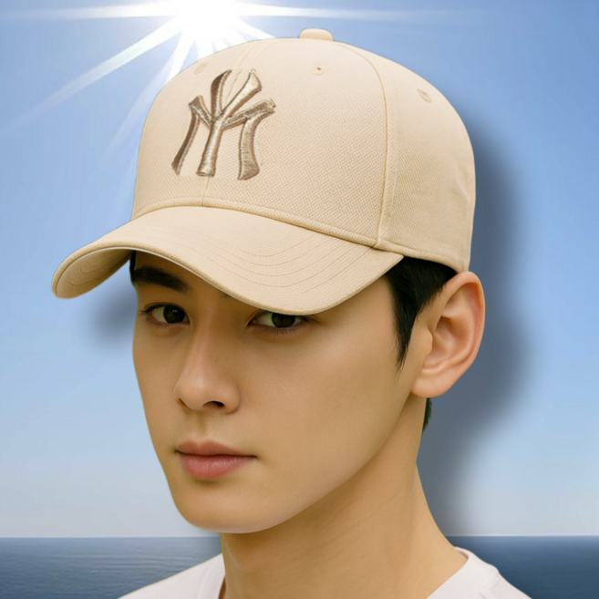 힐링센트 남녀공용 골드자수 볼캡 모자, 1개, 아이보리