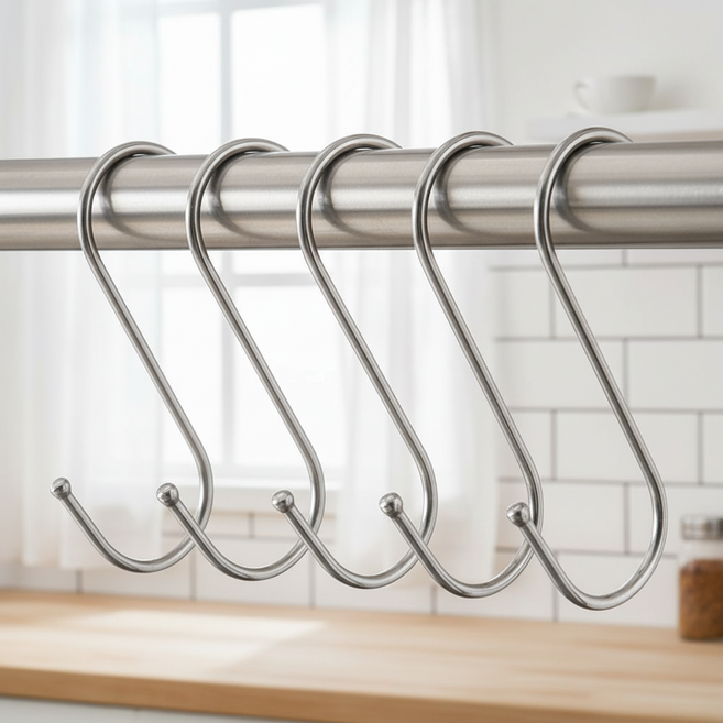 다용도 스테인레스 S자 고리 걸이 5개입 주방 욕실 옷장 정리 후크, S고리(2인치 5개), 1개, S고리(2인치 5개)
