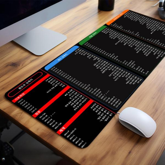 마우스 패드 장패드 게임용 Excel 단축키 패턴 대형 사무실 책상 매트 컴퓨터 키보드 스타터 직장인 학생을위한 선물, 1개, 3)Black