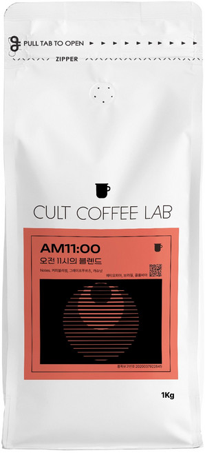 컬트커피랩 산미있는 꽃향기 과일향 오전 11시 블렌드 커피원두, 1kg, 1개, 홀빈(분쇄안함)