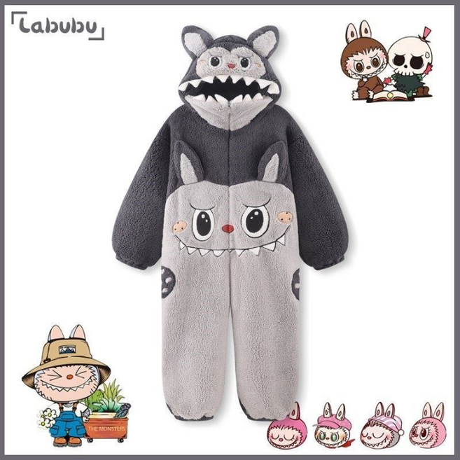 OST-32 귀여운 팬다 극세사 캐릭터수면 가운 잠옷 파자마