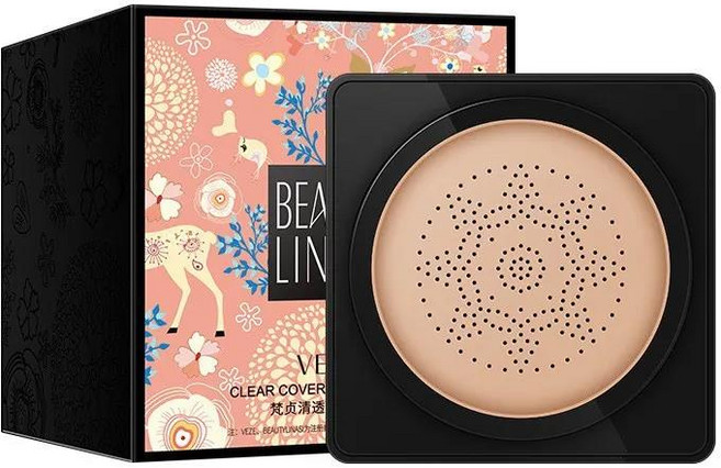 파운데이션버섯 헤드 에어 쿠션 CC 크림 내추럴 모이스춰 라이징 파운데이션 컨실러 화이트닝 오일 컨트롤, 1개