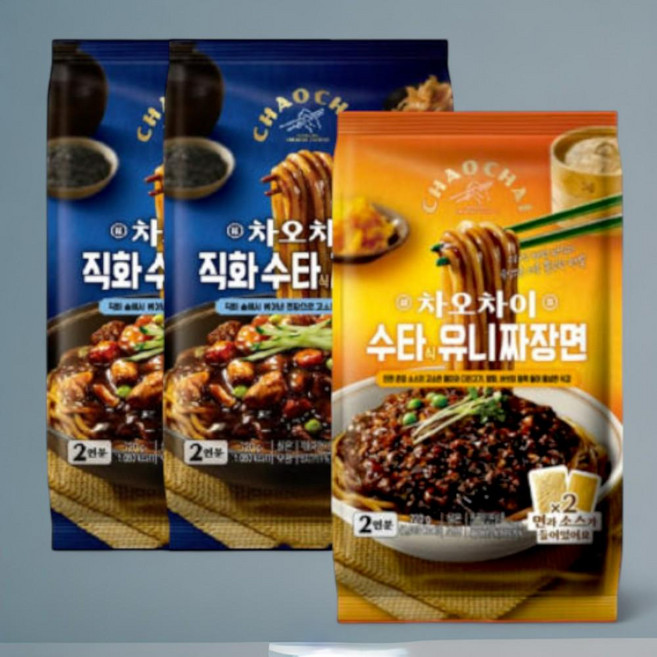 차오차이 중식 짜장맛집 간식 직화 수타식 짜장면 2개+유니짜장면 1개 720g 3개