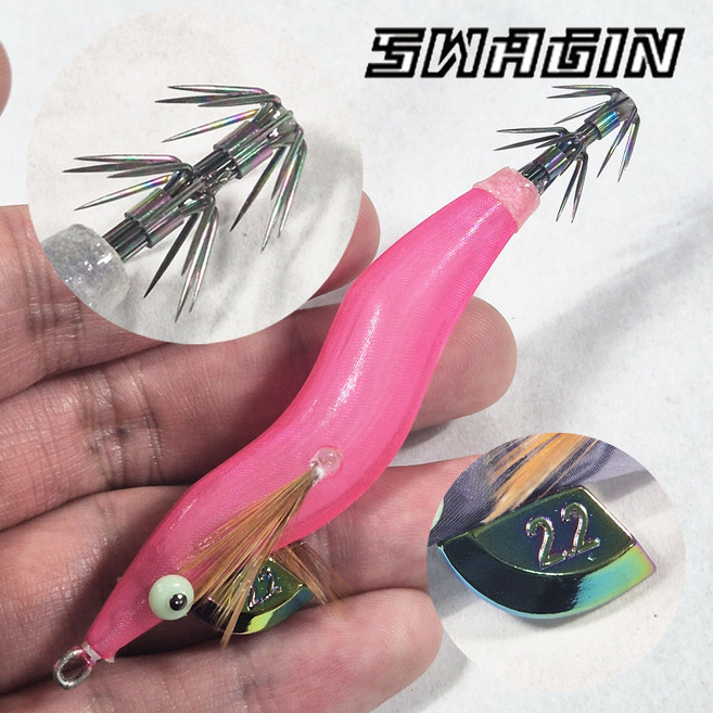 백경 스웨긴 슈가에기 한치 2.2호 25 NEW 티탄바늘 갑오징어 한치에기, 1개, 7.4g, #4 쉬폰핑크