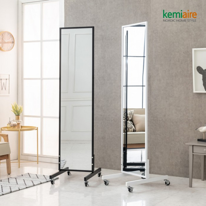 [케미에르] 플로렌스 이동식 스텐드 400 양면전신거울 KYP-502C, 화이트