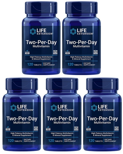 Life Extension 투퍼데이 Two Per Day 멀티 종합 비타민 120 타블렛, 5개, 120정 - 쿠팡