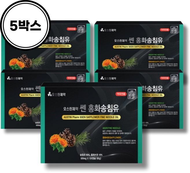 더파인 송침유 적송유 프리미엄 솔잎증류농축액 솔잎추출물 혈당케어 홍화씨유, 5개, 24정